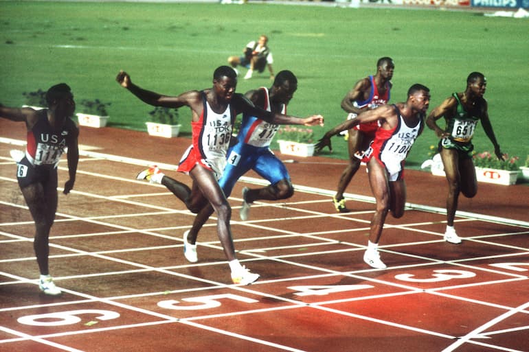 Carl Lewis, Leroy Burrell e Dennis Mitchell ai World Athletics Championships 1991