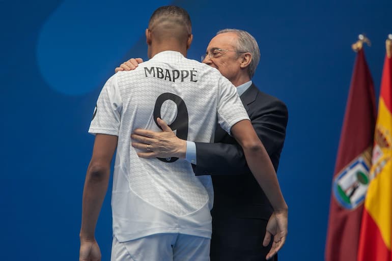 Florentino con Kylian Mbappe