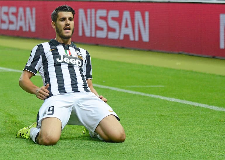 Una bella esultanza di Morata in bianconero